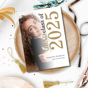Grad Photo Gold Black 2024 Graduation Announcement