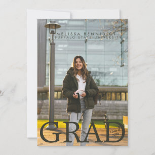 GRAD Photo Party Green Grey Invite