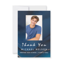 Grad Photo Thank You Card Ocean Blue