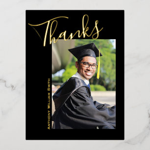 Grad Photo Thanks Hand Written Foil Postcard