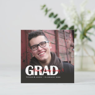 Grad Photo with Color Script Year Square Announcement