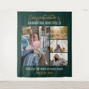 Grad Photos Green Graduation 2025 Backdrop Tapestry
