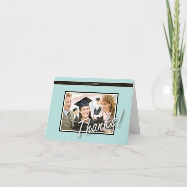 Grad Picture Thank You Card Blue (Front)