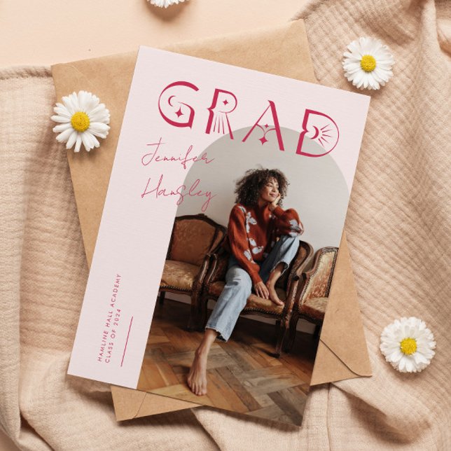 GRAD Pink Arch Faire-part de graduation mystique (Créateur téléchargé)