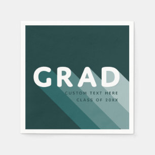 Grad Retro Green White Graduation Party  Napkin