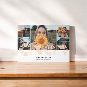 Grad Retro Photo Collage Tri-Fold Announcement
