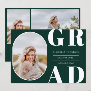 GRAD Rounded Photo Frame Graduation Invitation