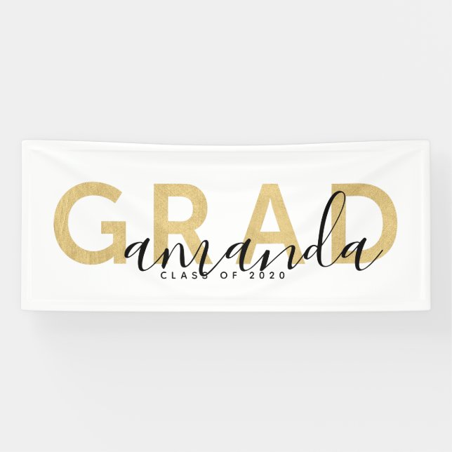 Grad Script Name Personalized Modern Graduation Banner (Horizontal)