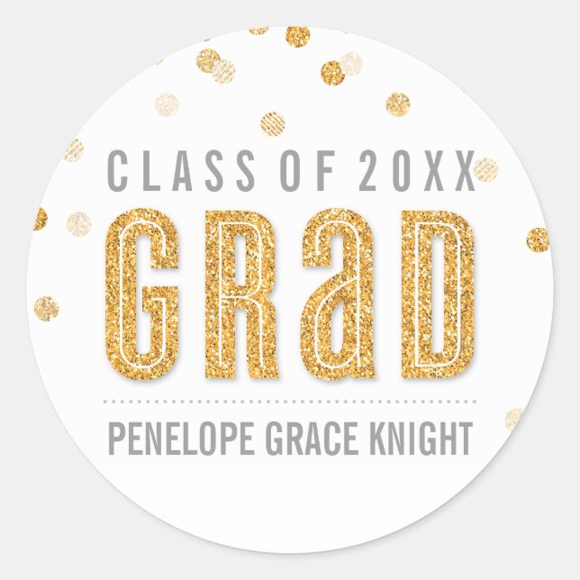 GRAD STICKER PERSONNALISÉ confetti parties scintil (Devant)