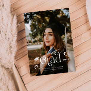 Grad Swirly Overlay Text Graduation Announcement