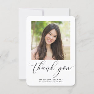 GRAD THANK YOU modern photo simple calligraphy Card