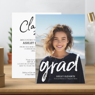 Grad Trendy Graduation Vertical Photo Announcement
