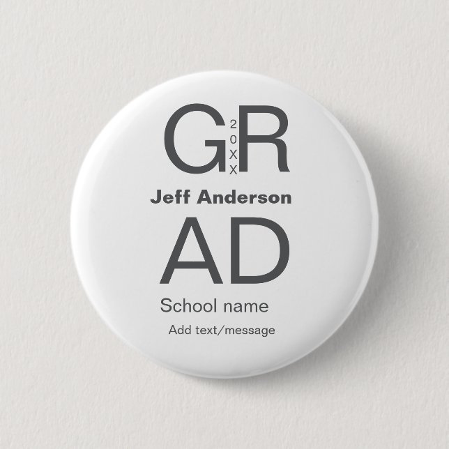 Grad typography modern graduation simple minimal c 2 inch round button (Front)