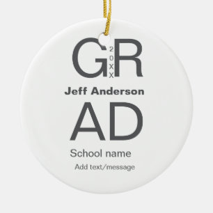 Grad typography modern graduation simple minimal c ceramic ornament