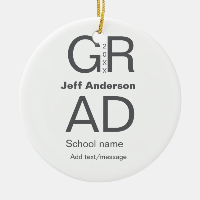 Grad typography modern graduation simple minimal c ceramic ornament (Front)