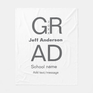 Grad typography modern graduation simple minimal c fleece blanket
