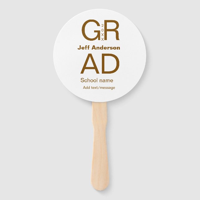 Grad typography modern graduation simple minimal c hand fan (Front)
