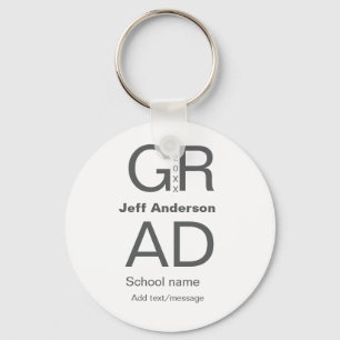 Grad typography modern graduation simple minimal c keychain
