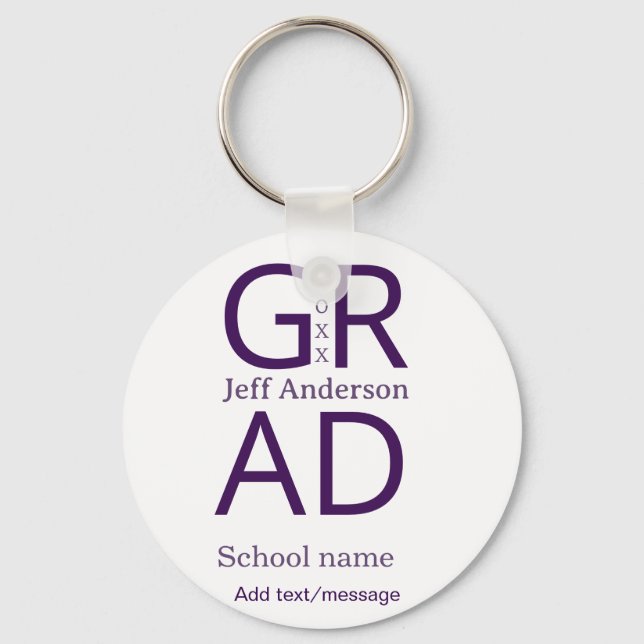 Grad typography modern graduation simple minimal c keychain (Front)