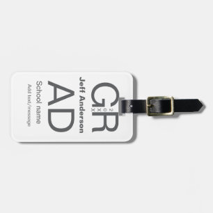 Grad typography modern graduation simple minimal c luggage tag