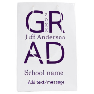 Grad typography modern graduation simple minimal c medium gift bag