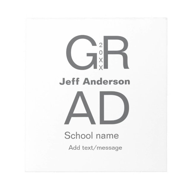 Grad typography modern graduation simple minimal c notepad (Front)