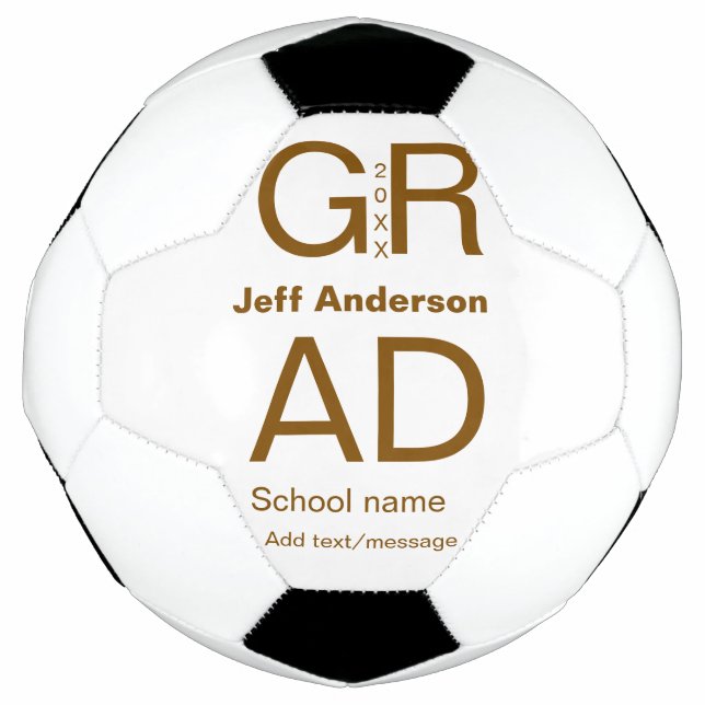 Grad typography modern graduation simple minimal c soccer ball (Front)