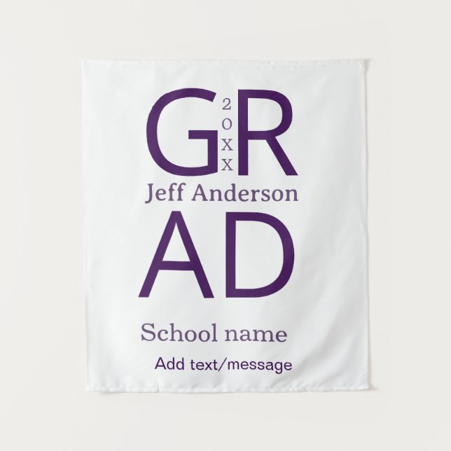 Grad typography modern graduation simple minimal c tapestry (Front)