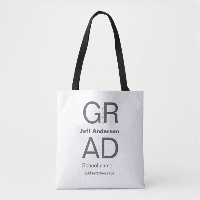 Grad typography modern graduation simple minimal c tote bag (Front)