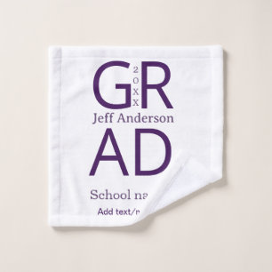 Grad typography modern graduation simple minimal c wash cloth