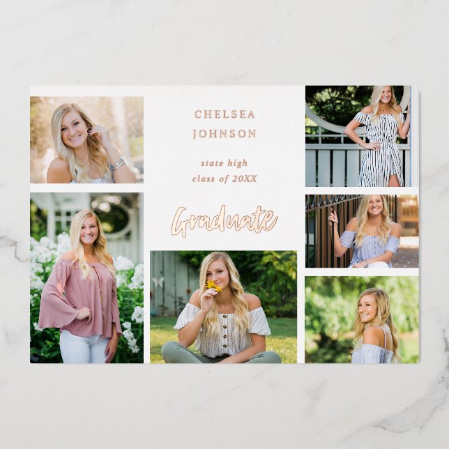 Grad U Multi 6 Photo Foil Faire-part de graduation (Recto)