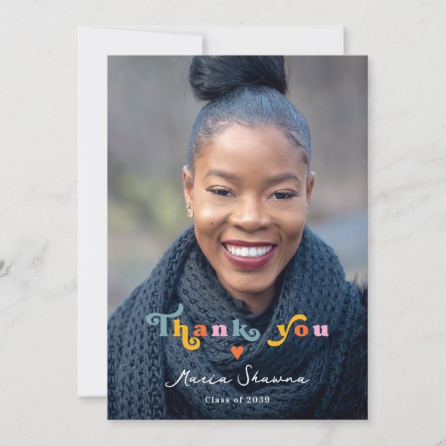 Grad Vibes Only Graduation Party Class Of 2024 Thank You Card (Front)