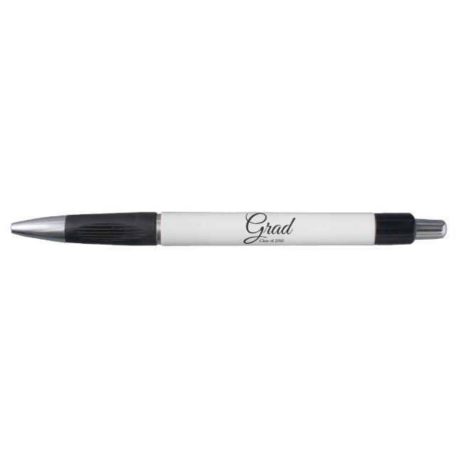 Grad white black custom Est date or class of date Pen (Front)