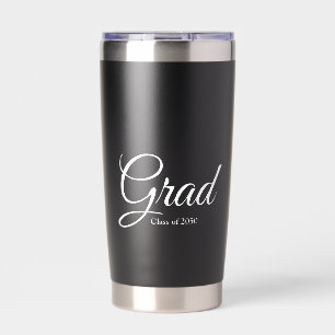 Grad white black custom script class year elegant insulated tumbler