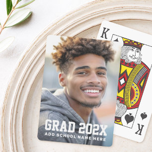 Grad year school or name graduation photo playing cards