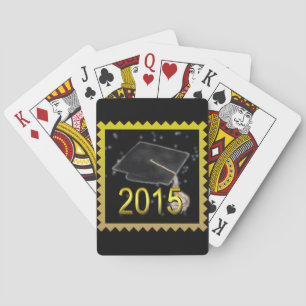 gradaution cap on a high school diploma playing cards