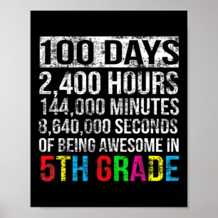Grade 100 Day Countdown 100 Days Of School Gifts T Poster