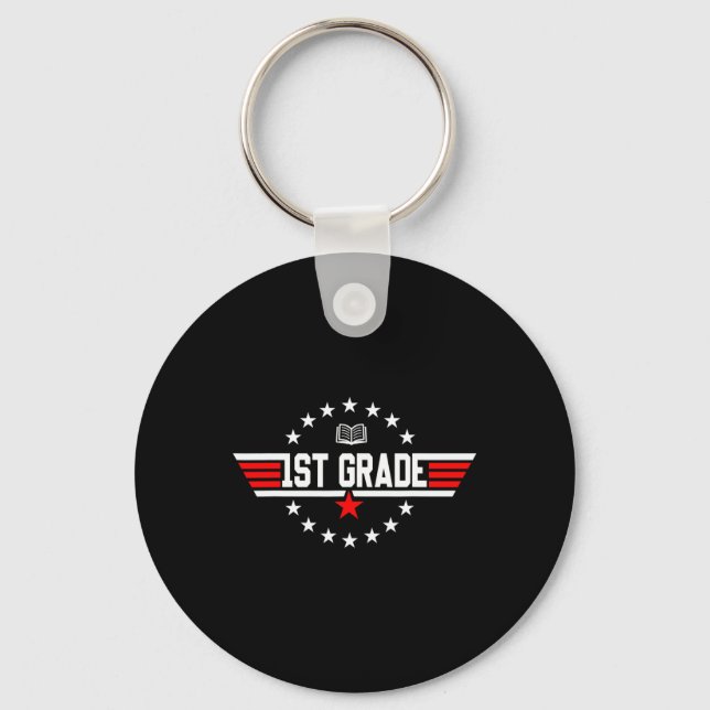 Grade 1st First Grade Back To School First Day Boy Keychain (Front)