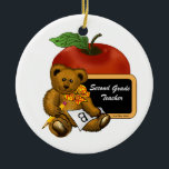 Grade 2 Teacher Ceramic Ornament<br><div class="desc">Grade 2 Teacher Ceramic Ornament, Grade Two Teacher apparel, Grade 2 Teacher t-shirts, Second Grade Teacher gifts by ArtMuvz Illustration. Grade 2 Teacher t shirt, apparel, clothing, mug, hat, tote bag. To personalize click on "personalize this template" then edit the fields provided for your custom gift. You can add your...</div>