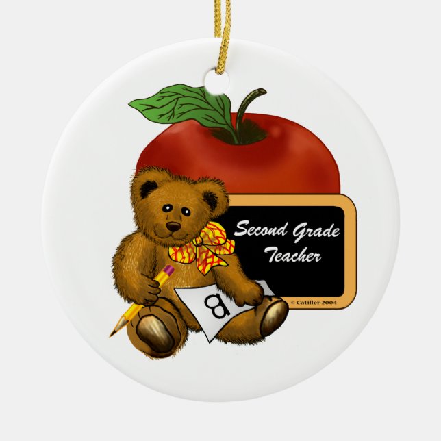 Grade 2 Teacher Ceramic Ornament (Front)