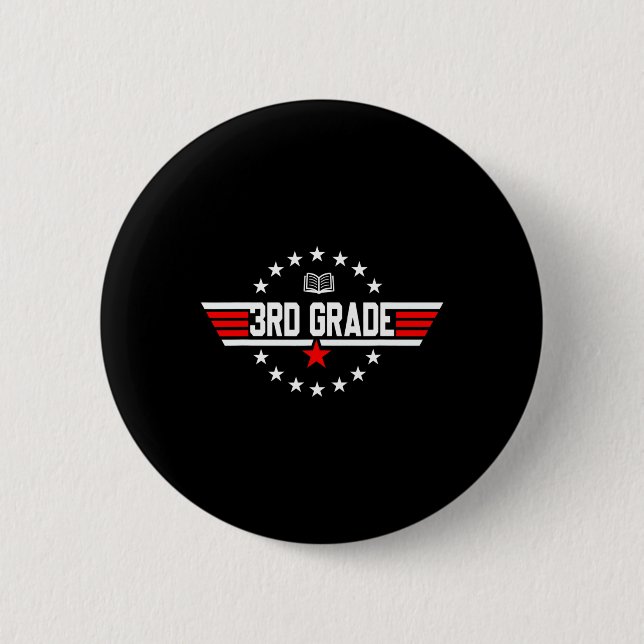 Grade 3rd Third Grade Back To School First Day Boy 2 Inch Round Button (Front)