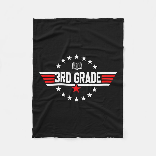 Grade 3rd Third Grade Back To School First Day Boy Fleece Blanket (Front)