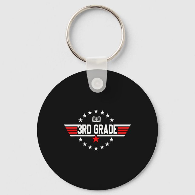 Grade 3rd Third Grade Back To School First Day Boy Keychain (Front)