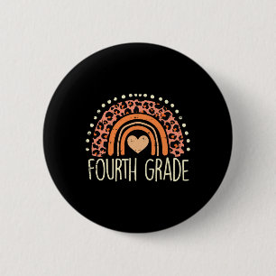 Grade 4th Rainbow First Day Of School Teacher Girl 2 Inch Round Button