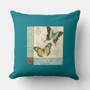 Grade A Cotton Teal Throw Pillow 20x20/Butterfly