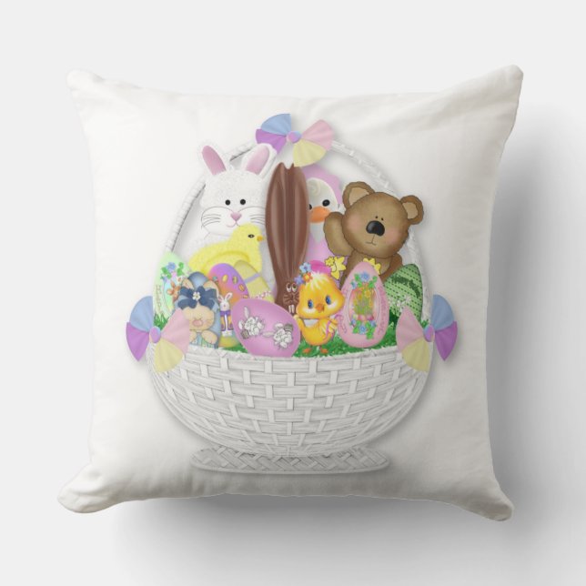 Grade A Cotton Throw Pillow 20x20/Easter Bunny (Front)