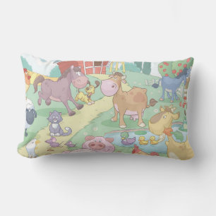 Grade A Cotton Throw Pillow/Cartoon Farm Animals Lumbar Pillow