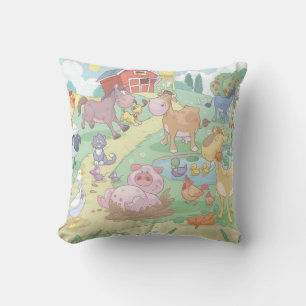 Grade A Cotton Throw Pillow/Cartoon farm Animals Pillow