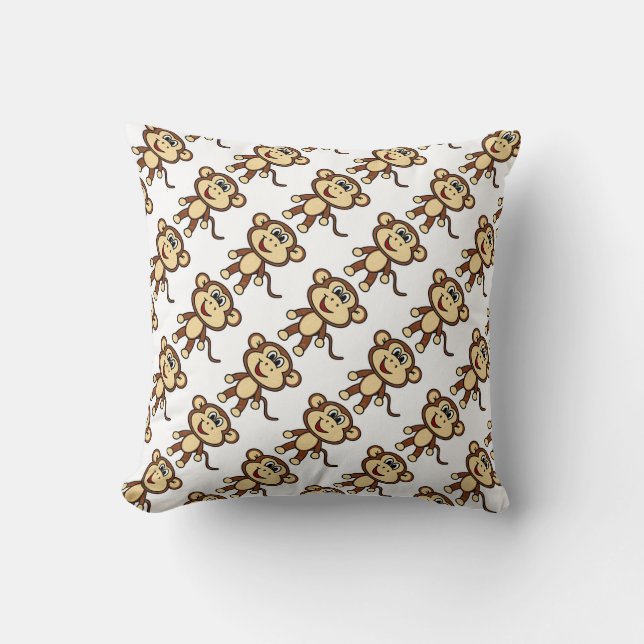 Grade A Cotton Throw Pillow/Monkeys Pillow (Front)