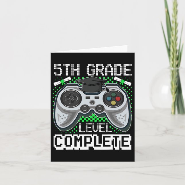Grade Level Complete Gamer 5th Grade Graduation Gi Card (Front)